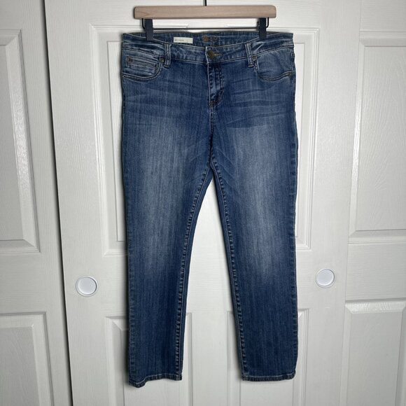 Kut From The Cloth 10P Catherine Boyfriend Jeans Mid Rise Slim Medium Wash Blue - Picture 1 of 12